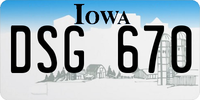 IA license plate DSG670