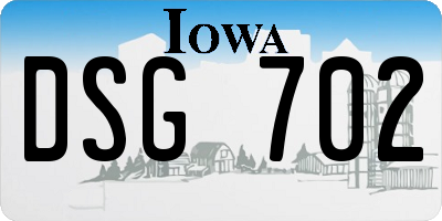 IA license plate DSG702