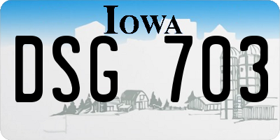 IA license plate DSG703
