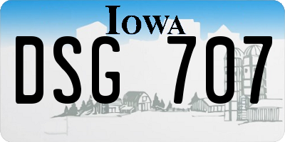 IA license plate DSG707