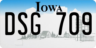 IA license plate DSG709