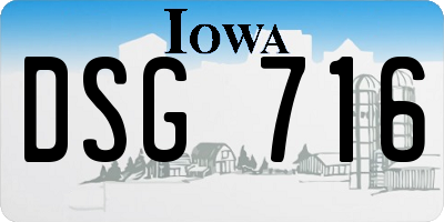 IA license plate DSG716