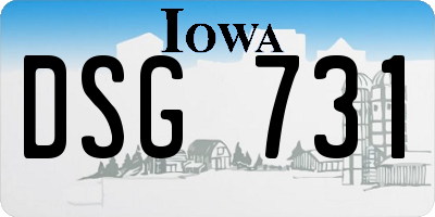 IA license plate DSG731