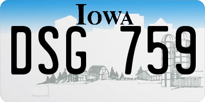 IA license plate DSG759