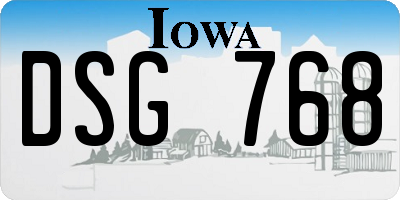 IA license plate DSG768