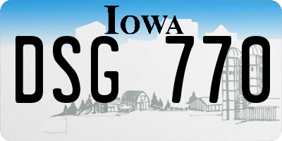 IA license plate DSG770