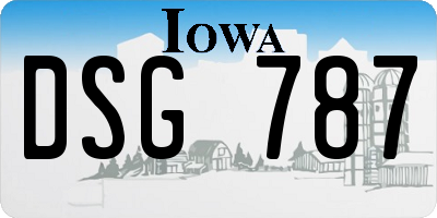 IA license plate DSG787
