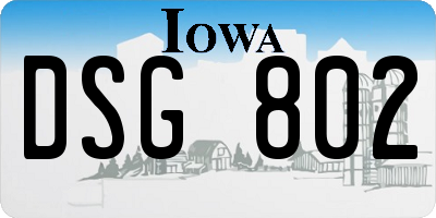 IA license plate DSG802