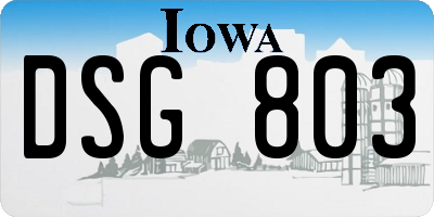 IA license plate DSG803