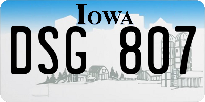 IA license plate DSG807