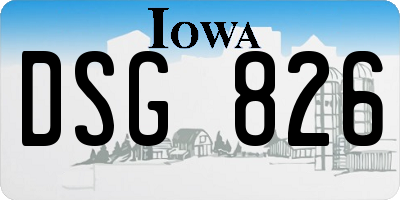 IA license plate DSG826