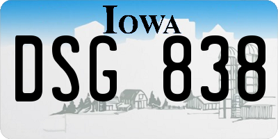 IA license plate DSG838