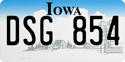 IA license plate DSG854