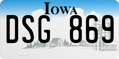 IA license plate DSG869