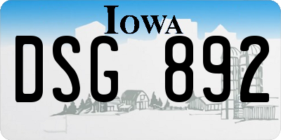 IA license plate DSG892