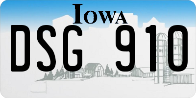IA license plate DSG910