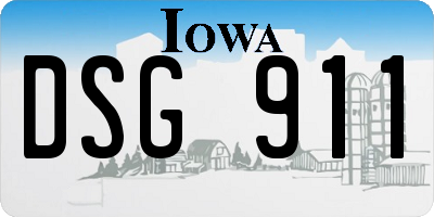 IA license plate DSG911