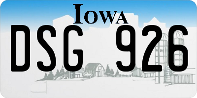 IA license plate DSG926