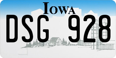 IA license plate DSG928