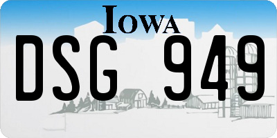 IA license plate DSG949
