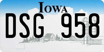 IA license plate DSG958