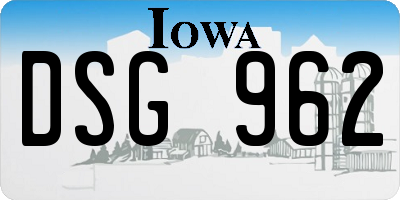 IA license plate DSG962