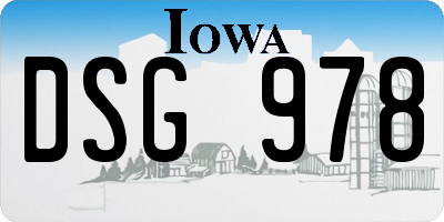 IA license plate DSG978