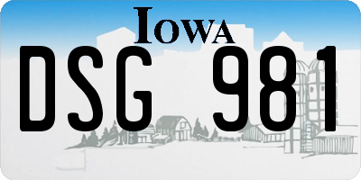 IA license plate DSG981