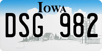 IA license plate DSG982