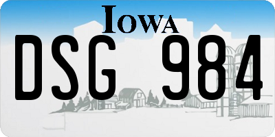 IA license plate DSG984
