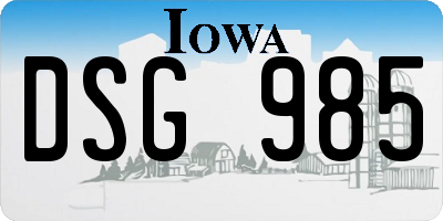 IA license plate DSG985