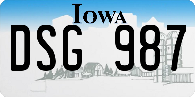 IA license plate DSG987