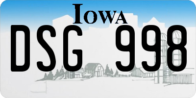 IA license plate DSG998