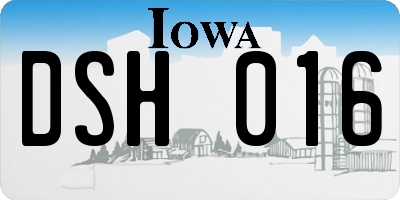 IA license plate DSH016