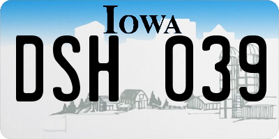 IA license plate DSH039