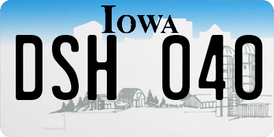 IA license plate DSH040