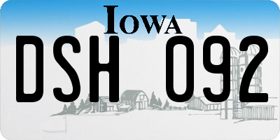 IA license plate DSH092