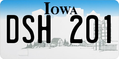 IA license plate DSH201