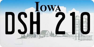 IA license plate DSH210