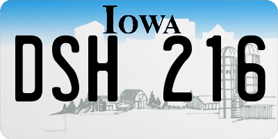 IA license plate DSH216