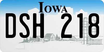IA license plate DSH218
