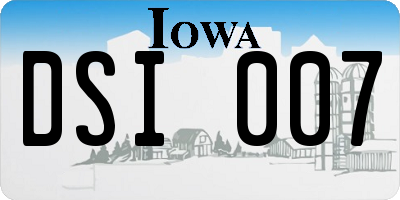 IA license plate DSI007