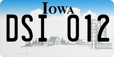 IA license plate DSI012