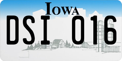 IA license plate DSI016