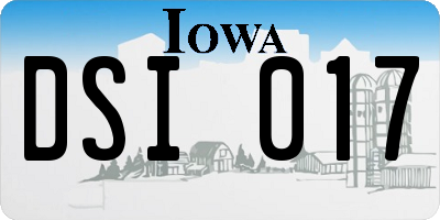 IA license plate DSI017