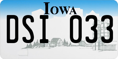IA license plate DSI033