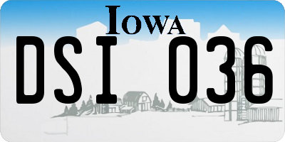 IA license plate DSI036