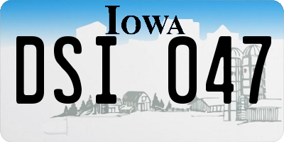 IA license plate DSI047