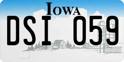 IA license plate DSI059