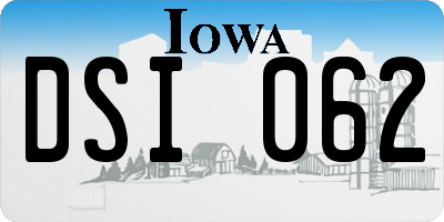 IA license plate DSI062